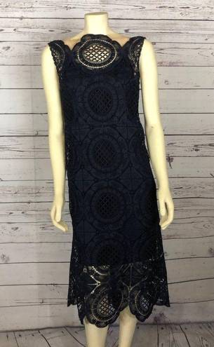 Tracy Reese  Women's Navy Surplice sleevless scalloped Dress size 4