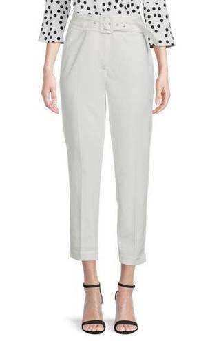 T Tahari  Pants Womens Size 6 White High Waist Slim Fit Ankle Cropped Belted