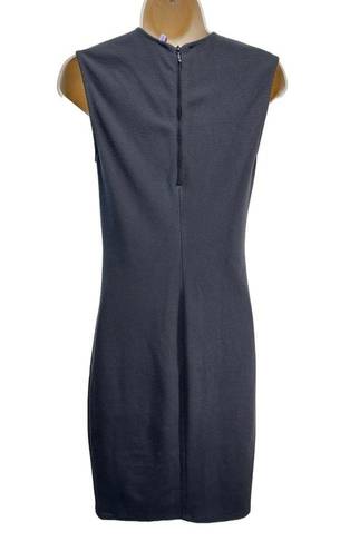 Vince  Ribbed Pencil Dress Gray Charcoal Fitted Sleeveless Crew Neck Sheath