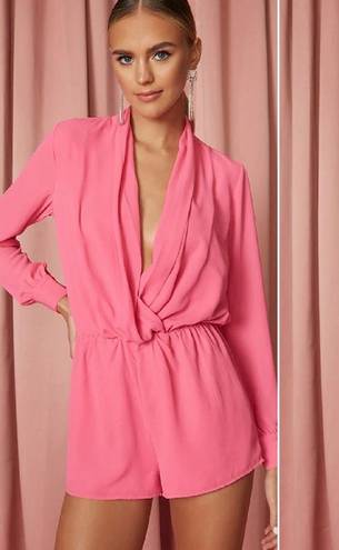 superdown kaycie drape neck romper XS Hot Pink