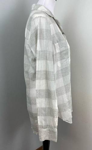 Lou & grey  Dove Gray Buffalo Check Button Down Boyfriend Shirt Medium