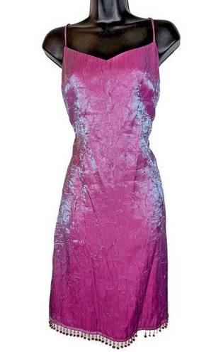 City Triangles  Y2K 90s Prom Dress Iridescent Pink Blue Crinkle Beaded 9 Juniors