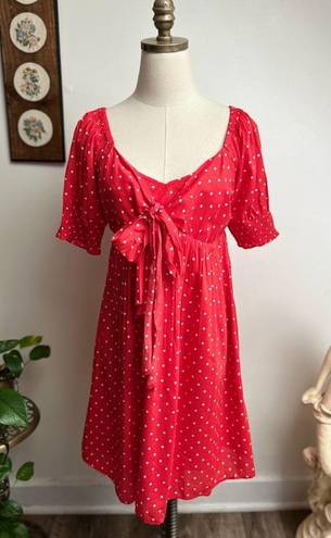 Draper James NWT Jennifer Mini Babydoll Dress in Red Polka Dot Small