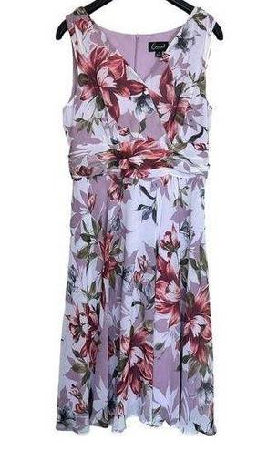 Connected Apparel  Pink Floral Flowy Midi Dress Size 12