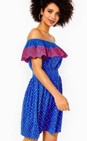 Lilly Pulitzer  Kalawa Off the Shoulder Borealis Blue Dress Size M NEW