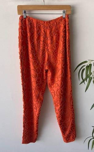 Oleg Cassini Vintage  Silk Glass Beaded Orange Formal Pants