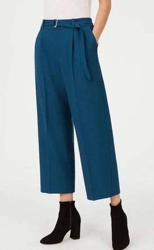 Club Monaco  Heemi Blue Wool Blend Belted Wide Leg Cropped Pants Size 4