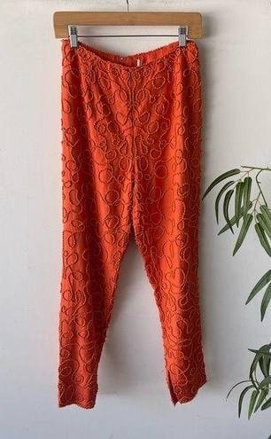 Oleg Cassini Vintage  Silk Glass Beaded Orange Formal Pants