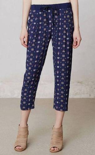 Anthropologie LEIF NOTES By‎  Cropped Paisley Method Trousers Pants Blue Size 6