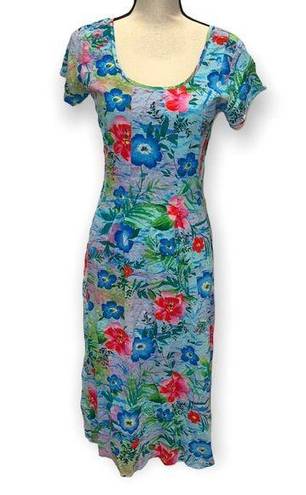 Jams World Vintage  Floral Multicolor Hawaii Midi Dress 40179 Size Medium