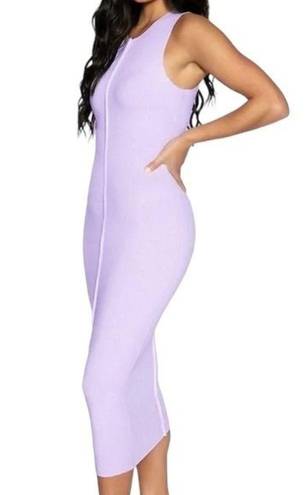 Naked Wardrobe  All Snatched Up Sleeveless Ribbed Body-Con Midi Dress in Lavender