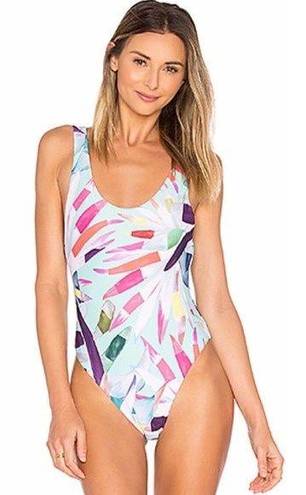 Mara Hoffman NWT  Mia Marimba High Cut One Piece Aqua Feather Multicolor X Small