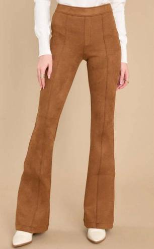 Spanx Faux Suede Flare Pant Rich Caramel High-Rise Waist Shapewear Stretchy Tall