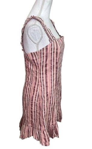 Alexis  Womens Brandy Mini Dress in Rose Stripe Wide Ruffle Shoulder XL New NWT