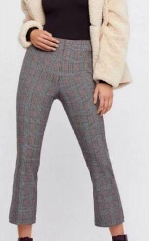 Free People  High Waist Plaid Pull On Trouser Cropped Pants Size 2 S XS