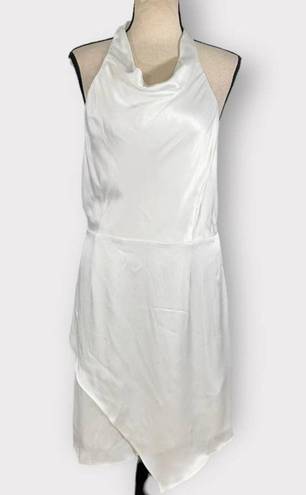 Socialite White Satin Cowl Neck Faux Wrap Mini Dress Women's Size XL NWT