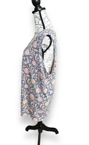 Bobeau Studio B by  Scoop Neck Tank Top Plus 3X Blue Pink Floral Tie Hem NWOT