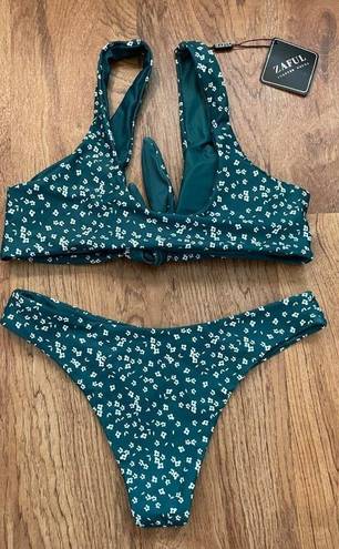 Zaful  green & white floral bikini - small NWT