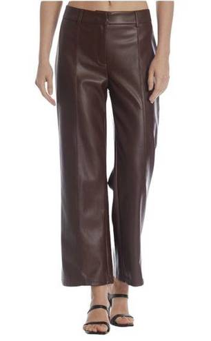 7 For All Mankind  Vegan Leather High Waisted Brown Wide Leg Pants Trousers