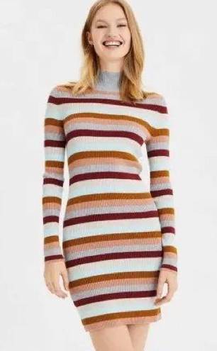 American Eagle  Striped Mock Neck Sweater Dress