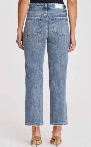 Pistola  Charlie Exposed Button Fly Destructed High Rise Straight Leg Jeans