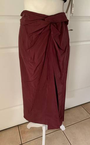 Rag and Bone  Amber twist-front silk crepe de chine midi skirt