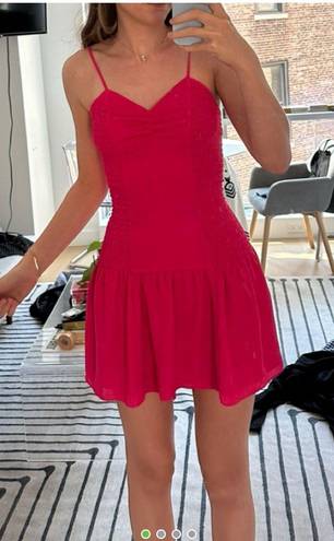 Parker NWOT  Hot Pink Ruched Mini Dress