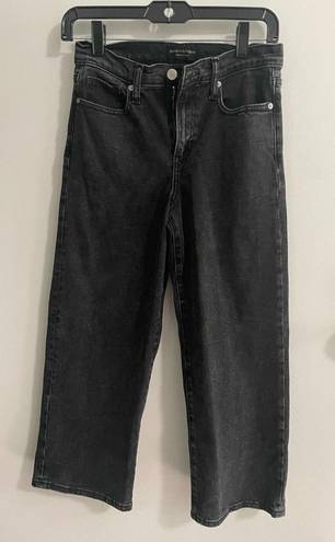 Banana Republic High Rise Wide Leg Crop Black Denim Jeans, Size 26