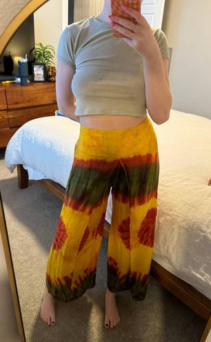 Tie Dye Flowy Pants Yellow Size M