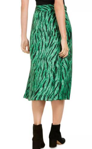 INC  belt print green black midi skirt animal print Size 2 NWT