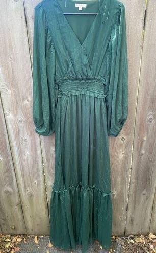 Flying Tomato Green Metallic Boho Maxi Dress