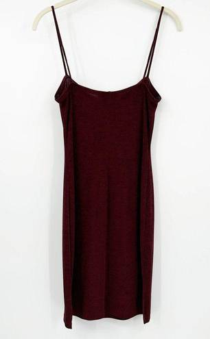 Charlotte Russe  Womens Vintage Y2K Slinky Spacedye Cowl Neck Slip Dress Burgundy