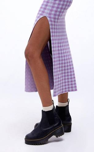 Free People Blue Purple Gingham Midi Skirt 