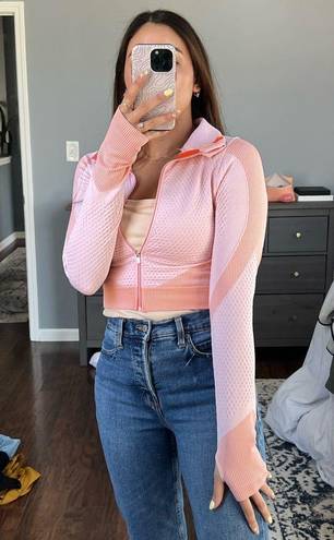 Pink and Orange Cropped Athletic Jacket