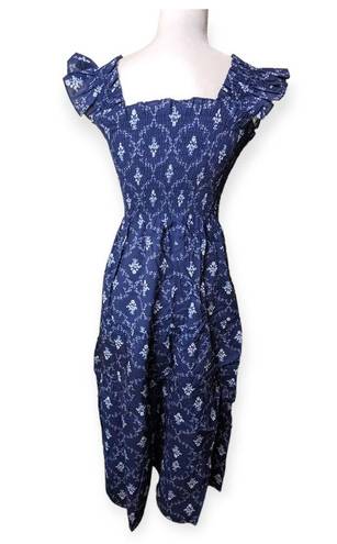 Hill House  Home Ellie Nap Dress Navy Trellis Print Size Small NYC