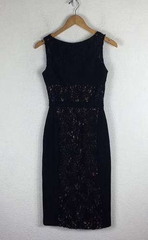 Black Halo  Wyatt Black Lace Embroidered Sheath Midi Dress Size 0