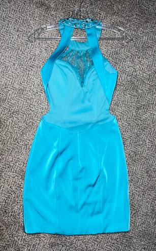 Splash Aqua Beaded Homecoming Dress