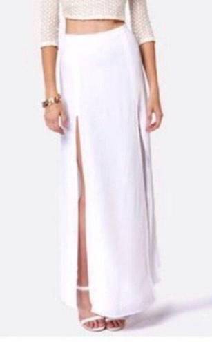 BB Dakota  Front Slits Maxi Skirt Womens size 6 Optic White Maxi Long Slip