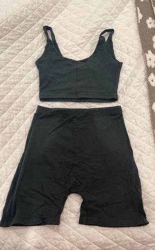 Brandy Melville Green Biker Shorts Set