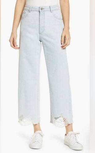 DL1961 Hepburn High Rise Destroyed Hem Wide Leg Jeans