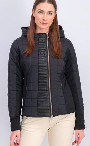 Marc New York  Jacket Women Medium Black Faux Leather Quilted Hooded Full Zip