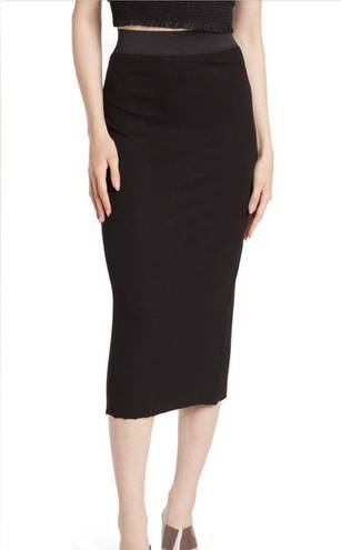 Sweet Romeo Ribbed Midi Pencil Skirt