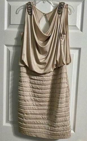 Scarlett  Champagne Beaded Dress Layered Neck 4