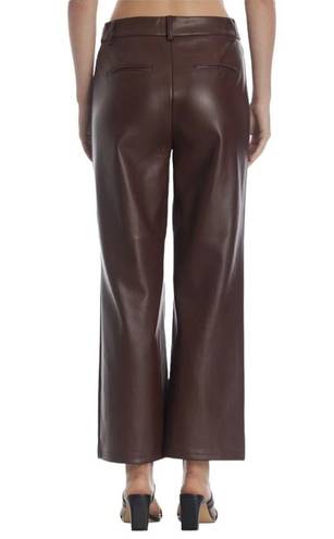 7 For All Mankind  Vegan Leather High Waisted Brown Wide Leg Pants Trousers