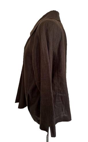 Talbots  Pure Irish Linen Open Front Boxy Blazer Jacket Woman Brown Plus Size X