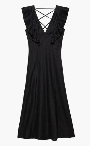 Rails  Constance Black Ruffle Linen Midi Dress Size XS