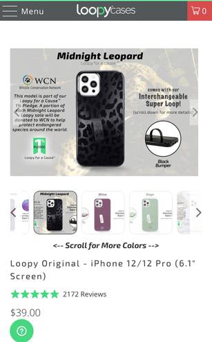 Loopy Black Cheetah  Phone Case / Fits iPhone 12 Pro