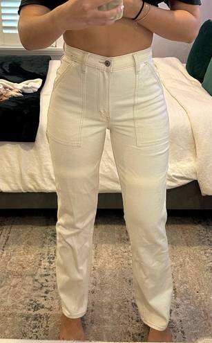 Abercrombie & Fitch 90s Straight Ultra High Rise White Cargo Pants