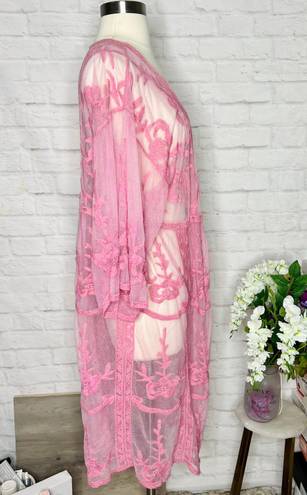 LC Lauren Conrad Lauren Conrad Pink Lace Kimono