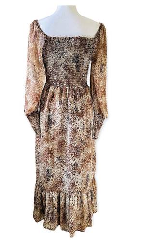 Betsey Johnson Snakeskin Print Peasant Dress Small NWT